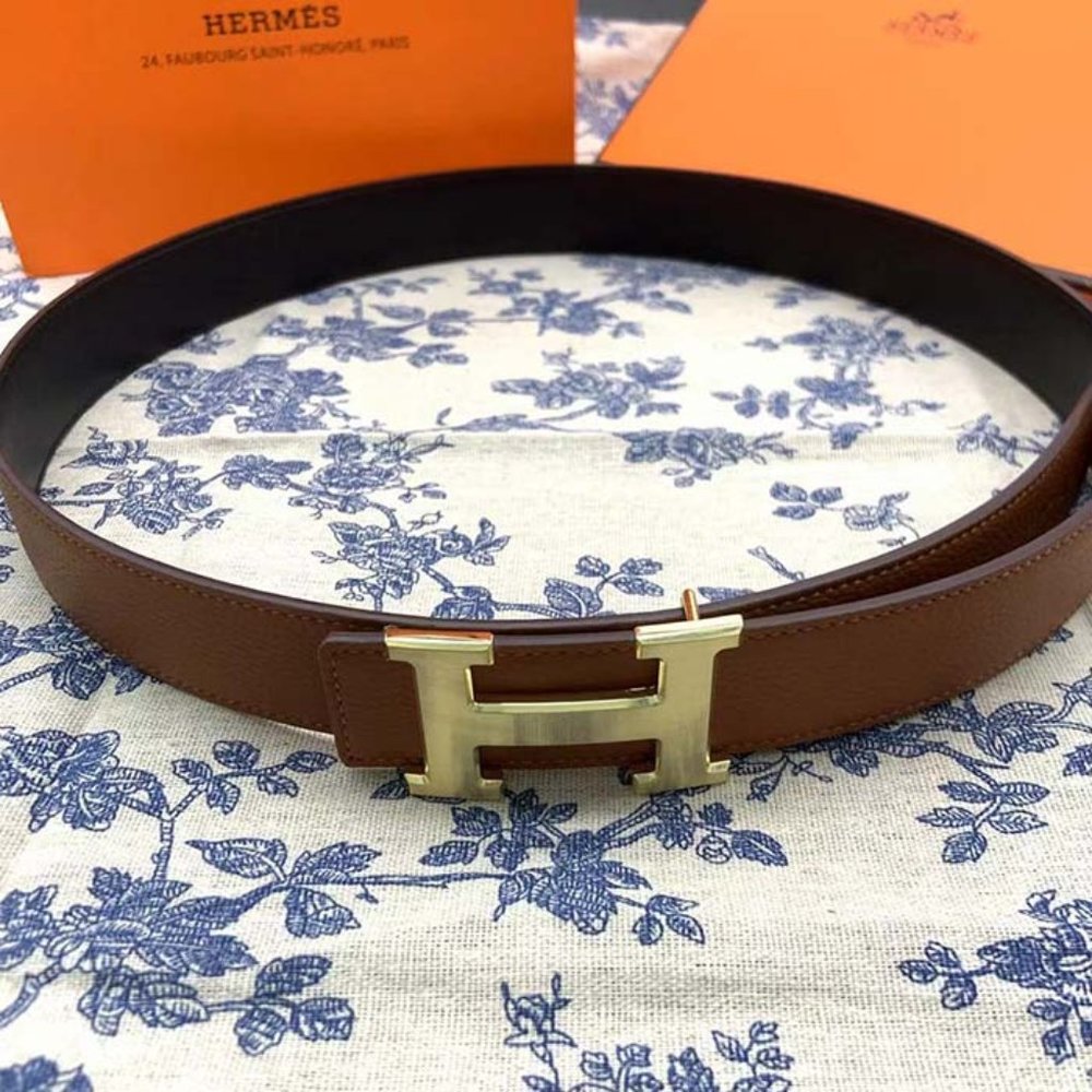 Hermes H Buckle Reversible Gold Belt